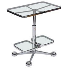 Vintage Chrome Bar Cart or Side Coffee Table by Allegri Arredamenti, Italy 1970s