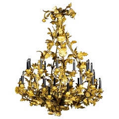 A 19th Century French Ormolu Multi-Arm Chandelier with Leaves and Flowers