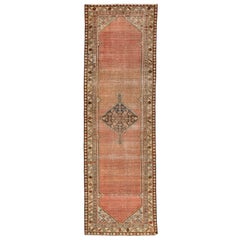 Antique Persian Hamadan Medallion Wool Rug with Rust Color 