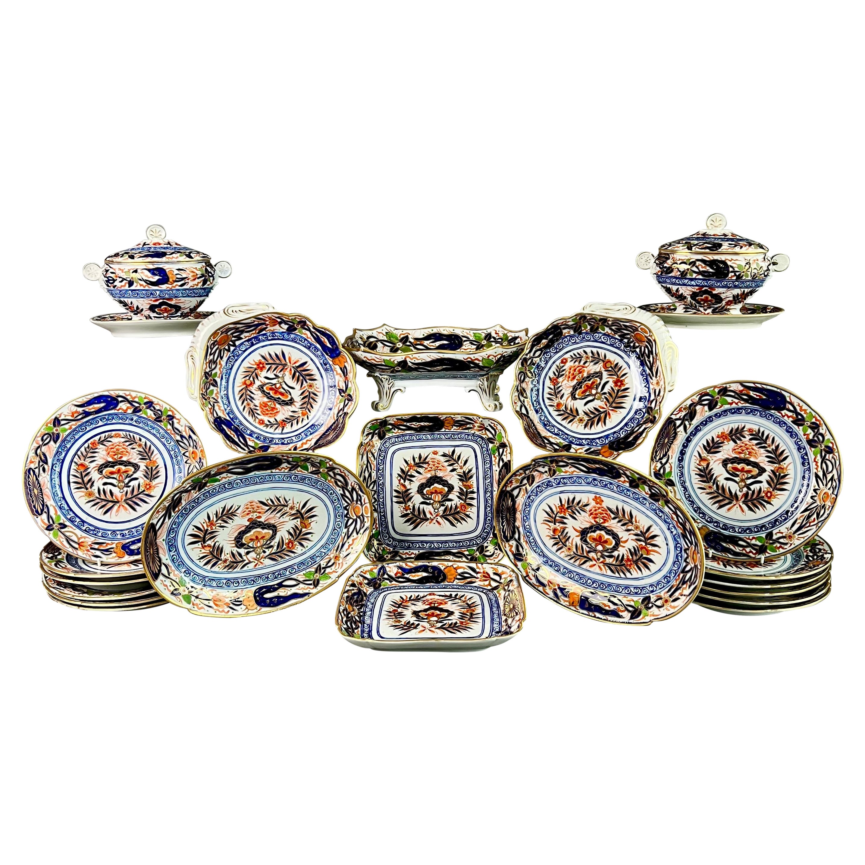 Coalport John Rose Porcelain Dessert Service, Imari Pattern, ca 1805 For Sale