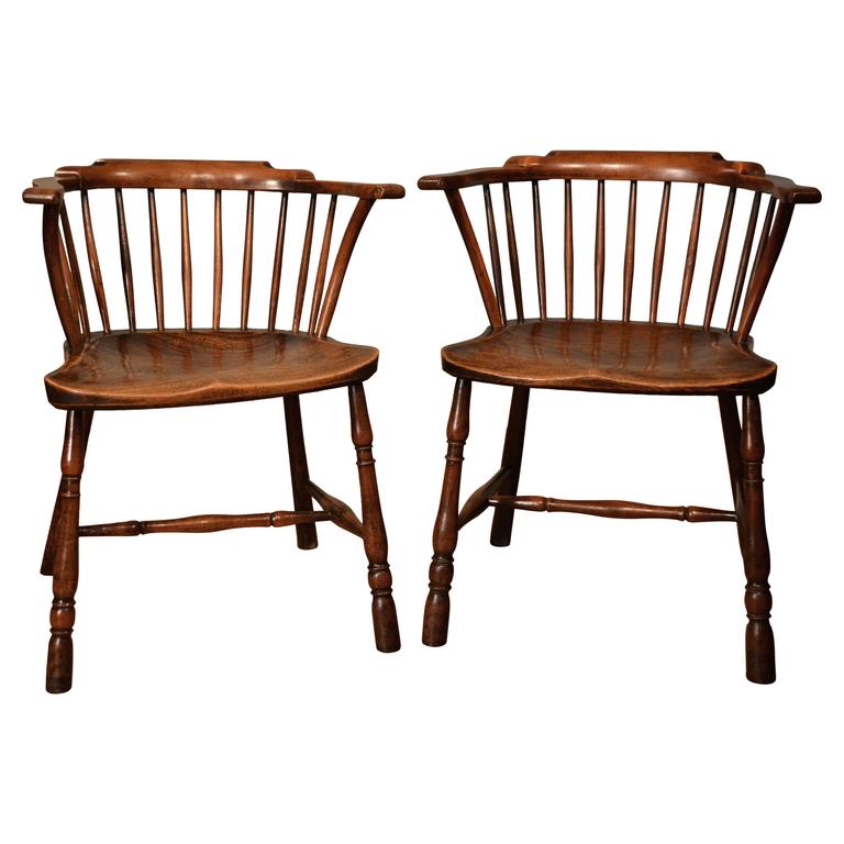 Rare 18th Century Pair Of Low Back Yew Wood Library Chairs At 1stdibs Rare 18th Century Pair Of Low Back Yew Wood Library Chairs