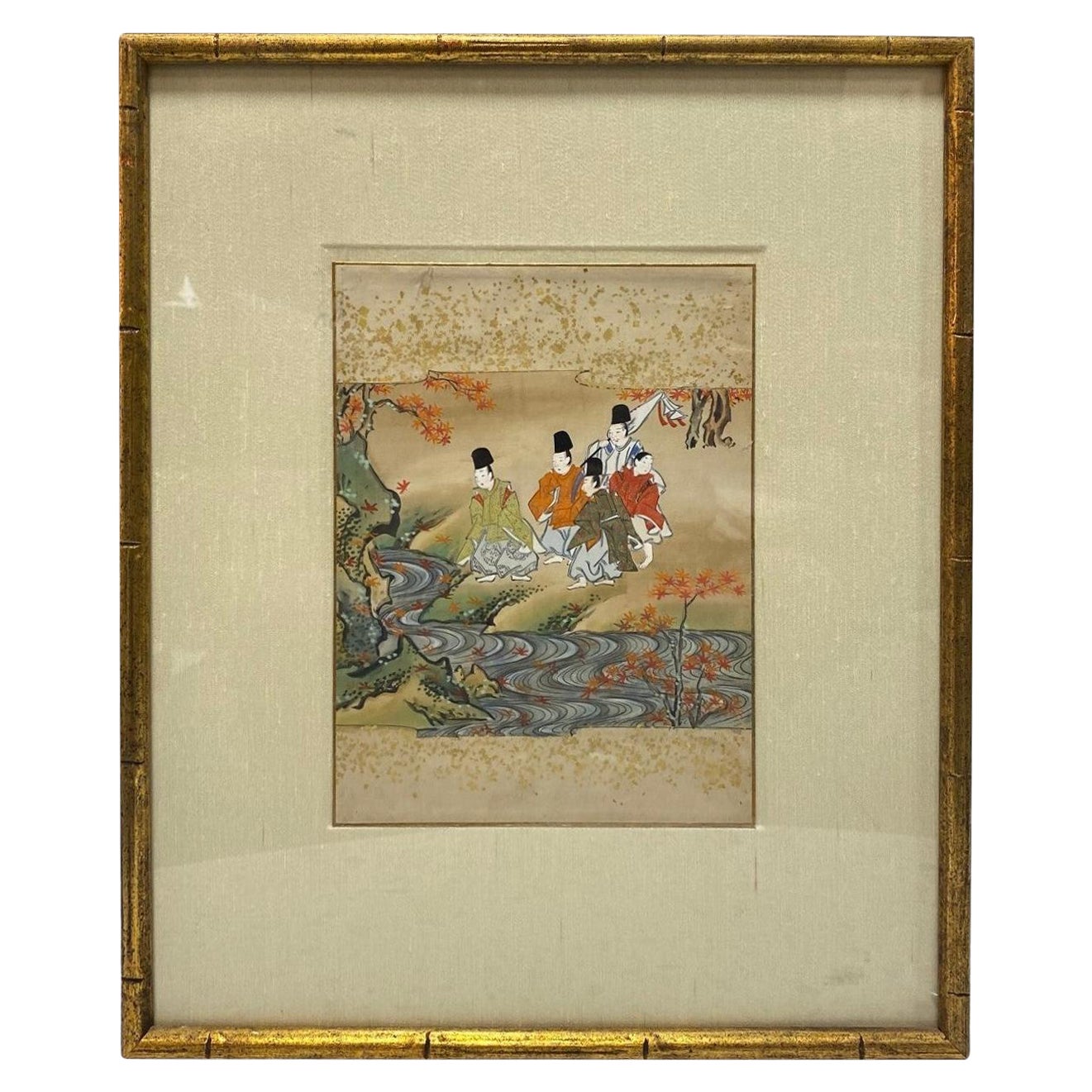 Japanese Showa Edo Tale of the Genji Landscape Painting For Sale