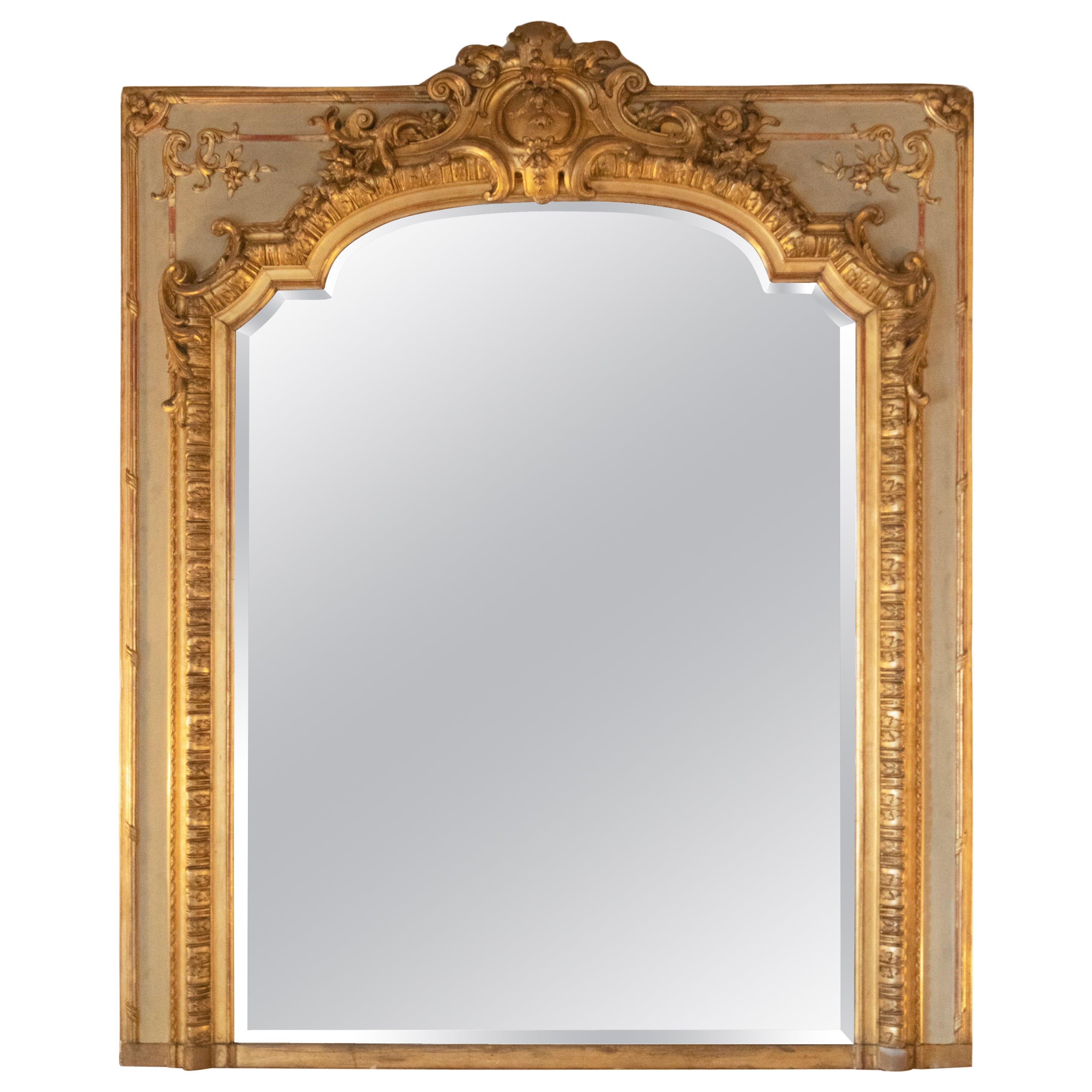 Baroque French Trumeau Rococo Mirror, 19th Century For Sale