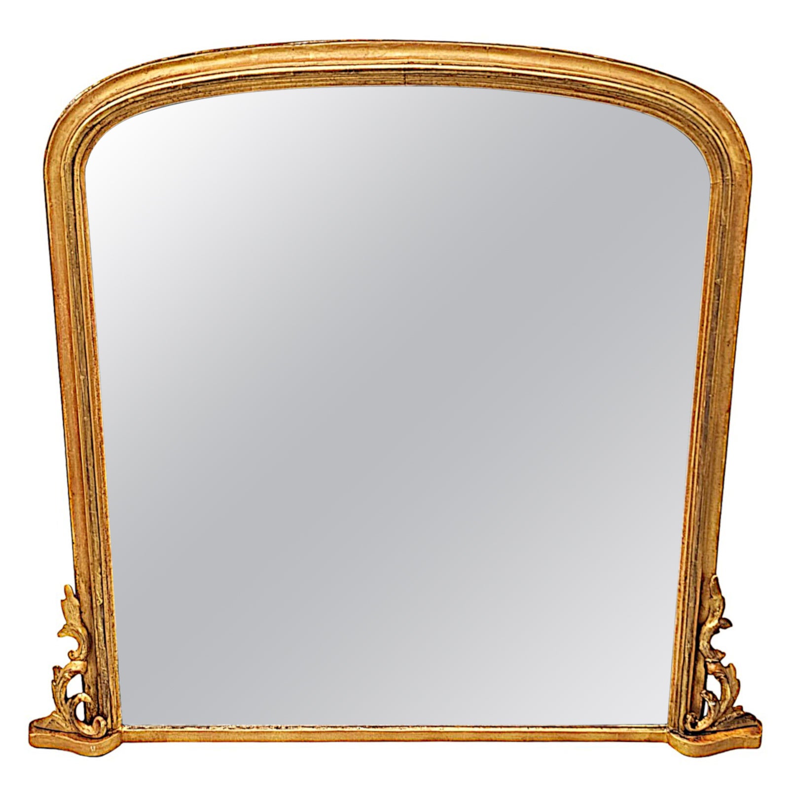  A Fabulous 19th Century Giltwood Archtop Overmantel Mirror For Sale