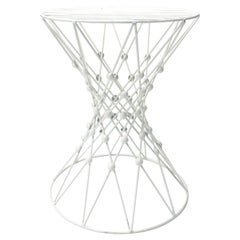 White Metal Side Table with Hourglass Shape