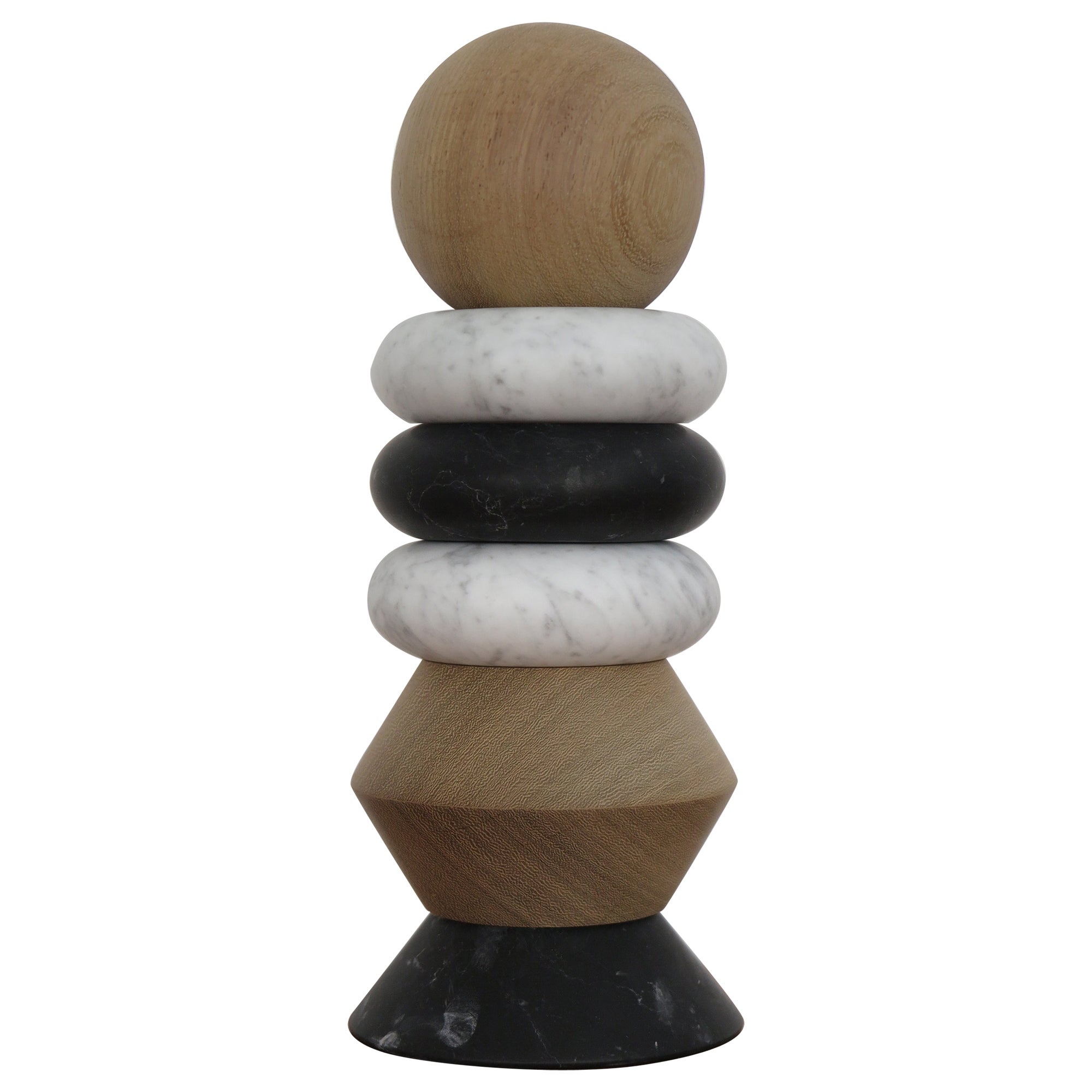 iTotem Capperidicasa Italian Marble and Wood Contemporary Sculpture Flower Vase For Sale