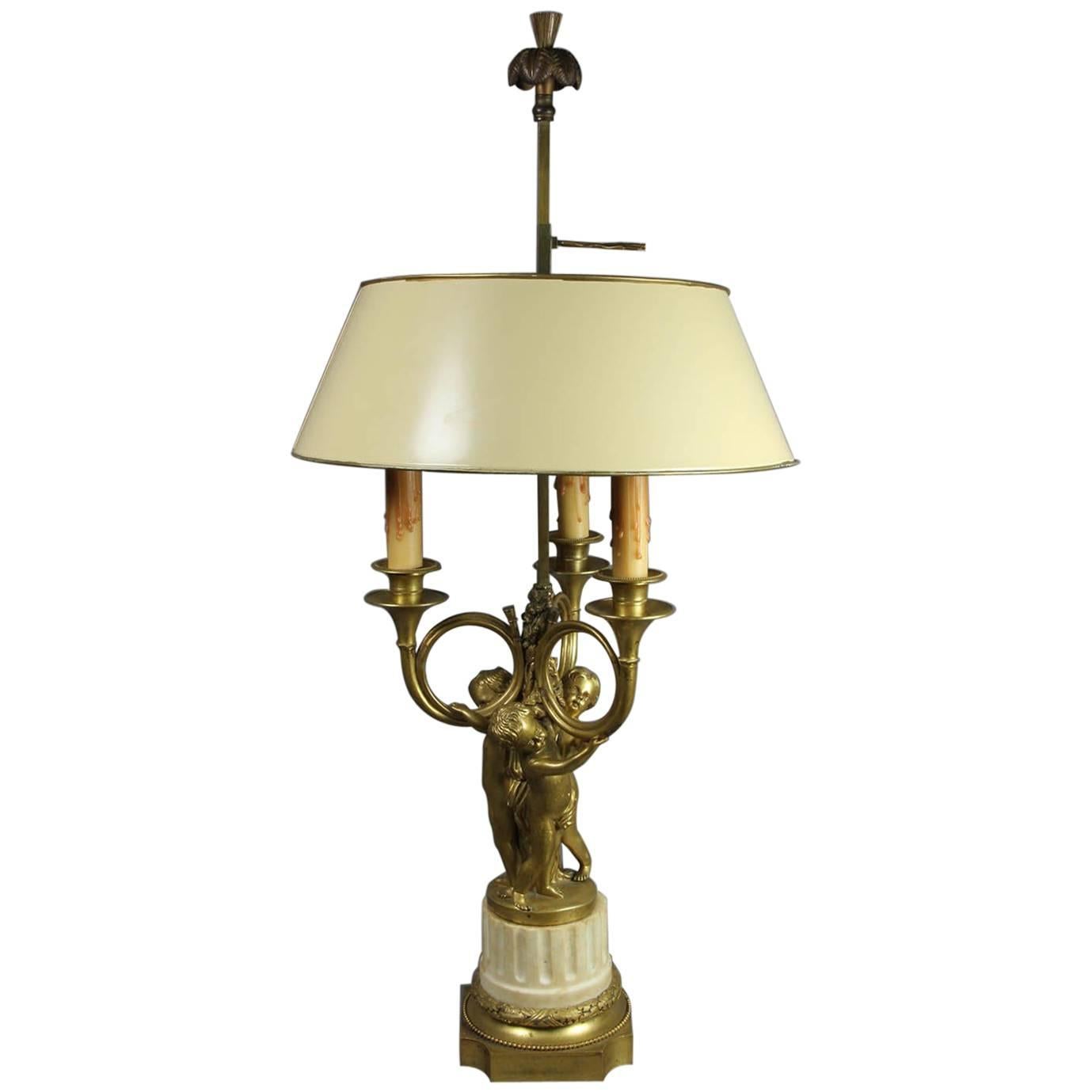 French Bronze and Marble Table Lamp