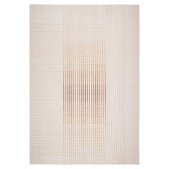 Alfombra contemporánea Agnes tejida a mano marfil y beige tamaño grande