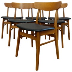 Ensemble de 6 chaises de salle à manger danoises modernes vintage par Farstrup