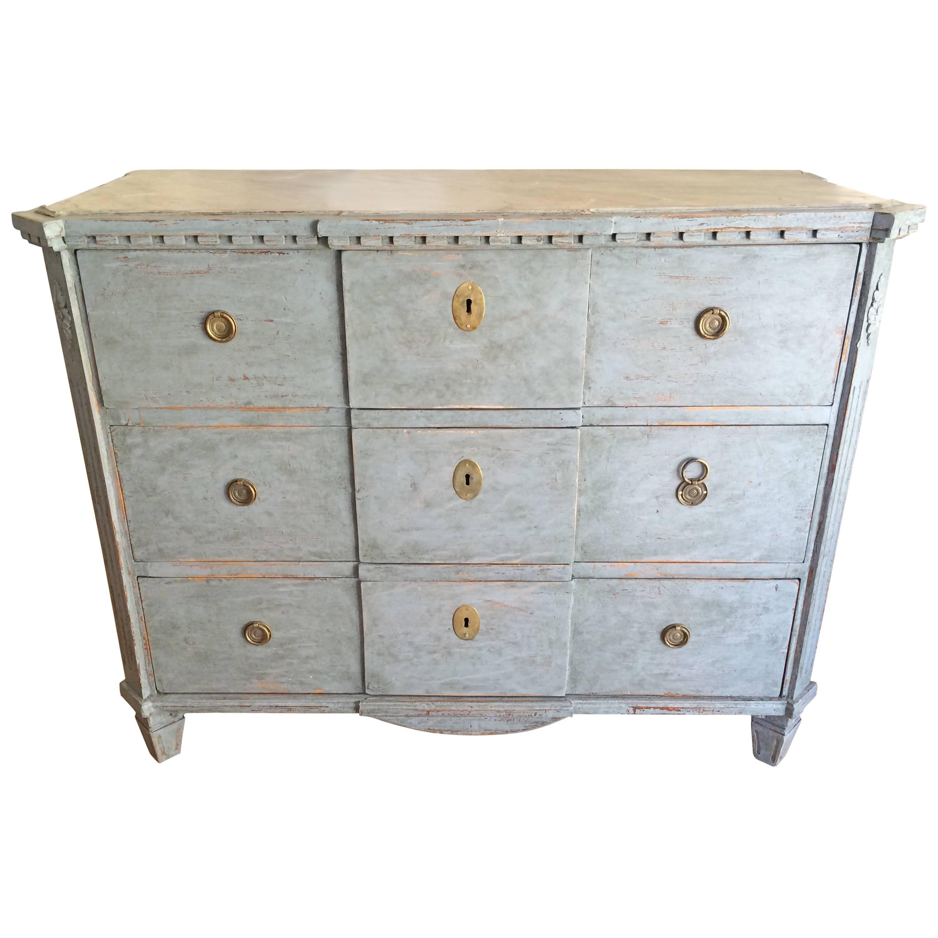 19th Century Gustavian Chest with Faux Marble Painted Top For Sale