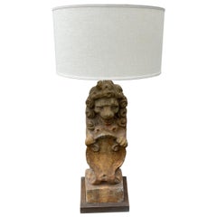Table Lamp Cast Stone Lion In The Style of James Mont, Early 20th Century