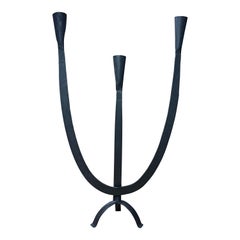 Mid Century Brutalist Wrought Iron Candelabra 