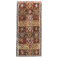 Vintage Cinnamon Turkish Kilim Area Rug  4'3 x 9'5