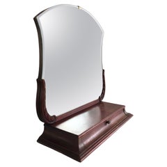 Vintage 1940s Mahogany Tabletop Vanity Mirror with Drawer