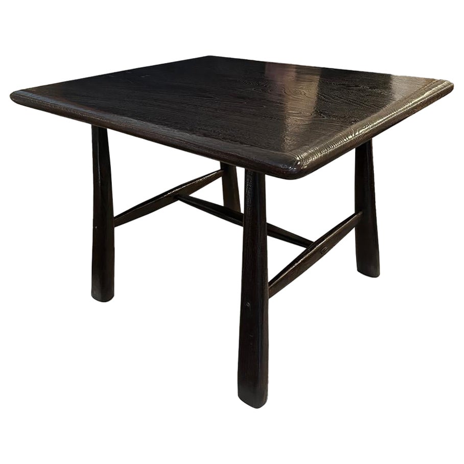 Andrianna Shamaris Mid Century Couture Espresso Stained Teak Wood Table For Sale