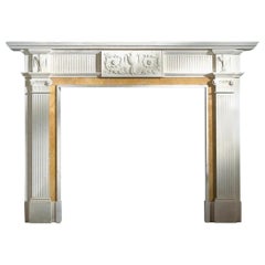 Retro A Large Georgian Manner Carved Statuary & Sienna Marble Fireplace Surround.