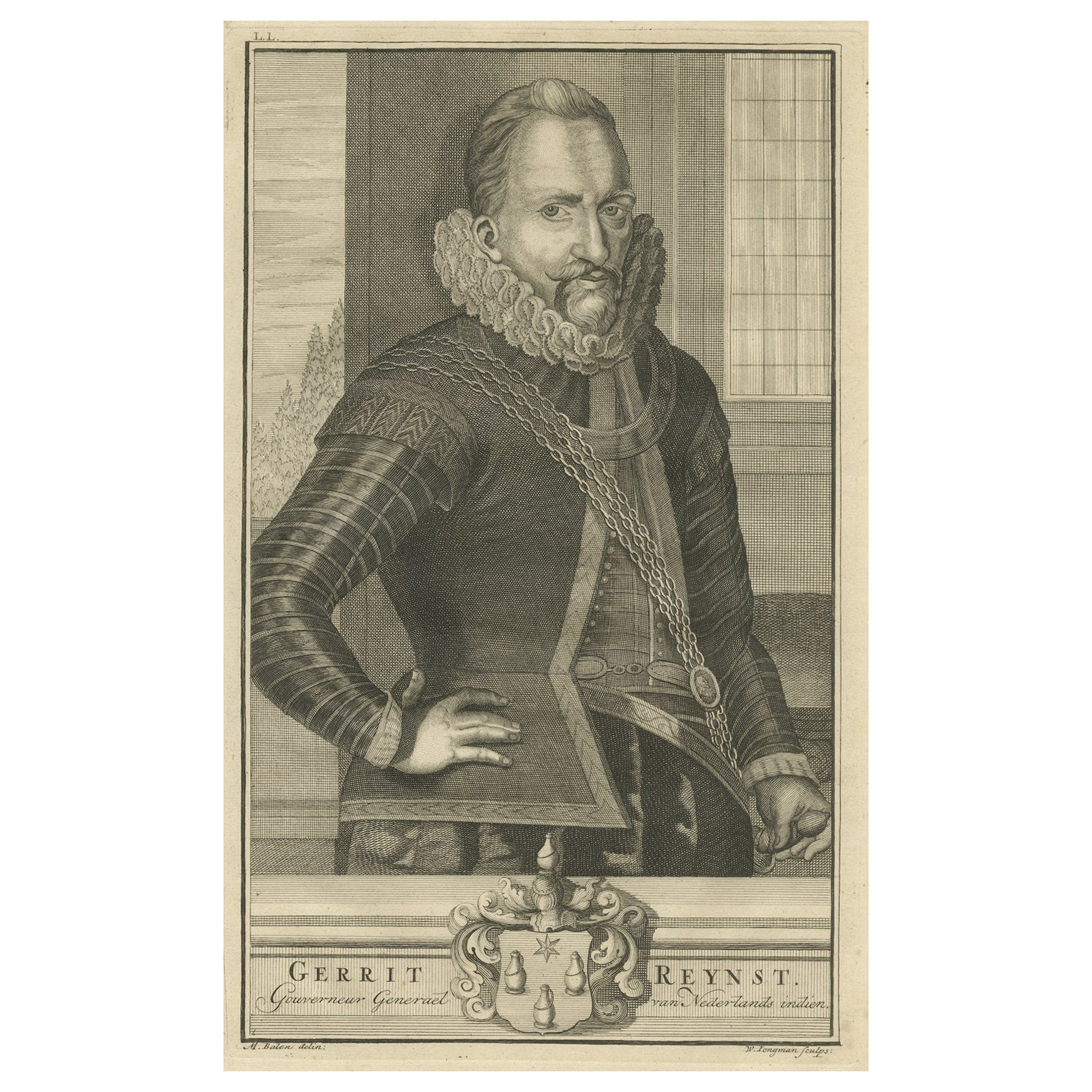 Gerrit Reynst : un maître néerlandais du commerce colonial - gravure de 1724 en vente