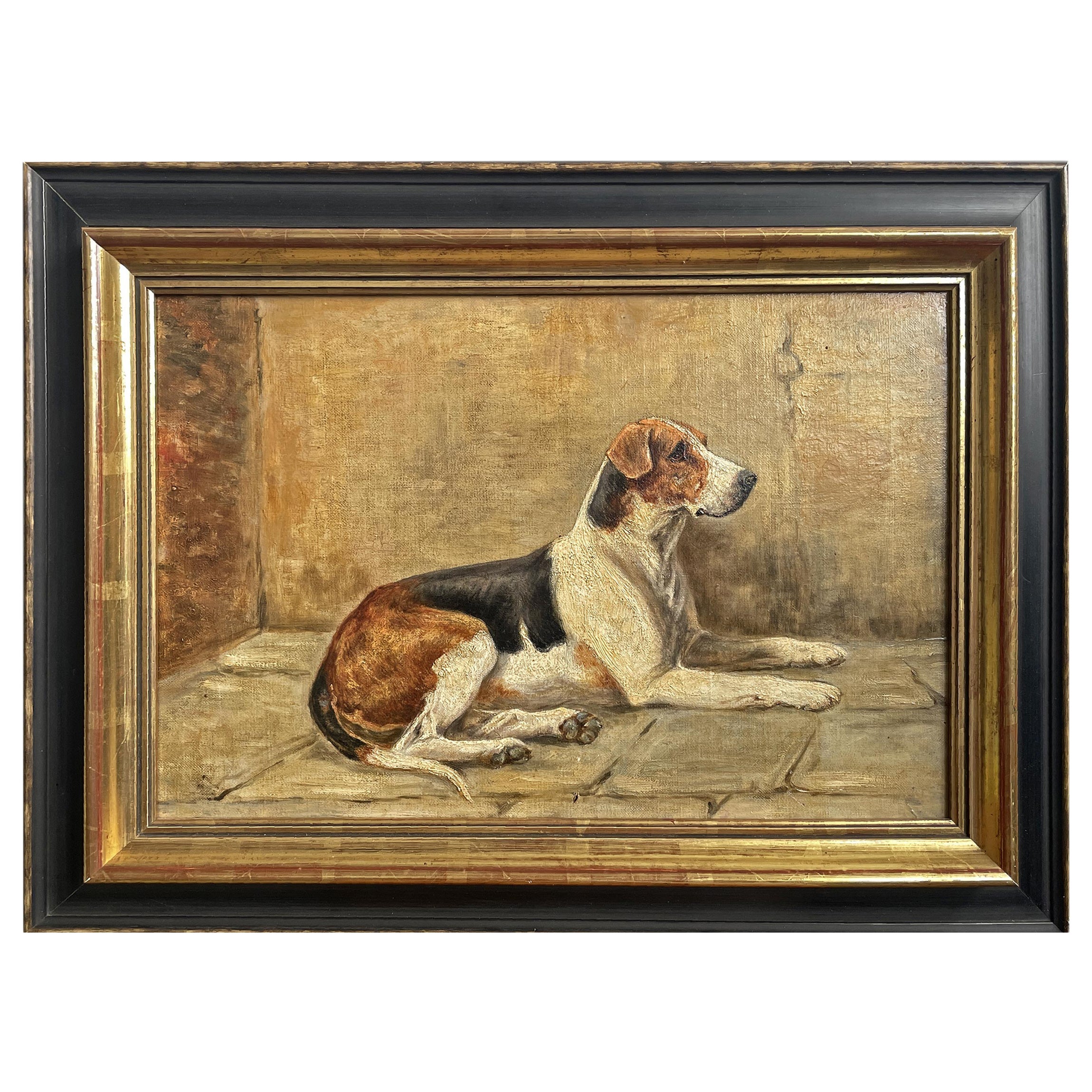 Foxhound Dog Painting Oil on Canvas  For Sale