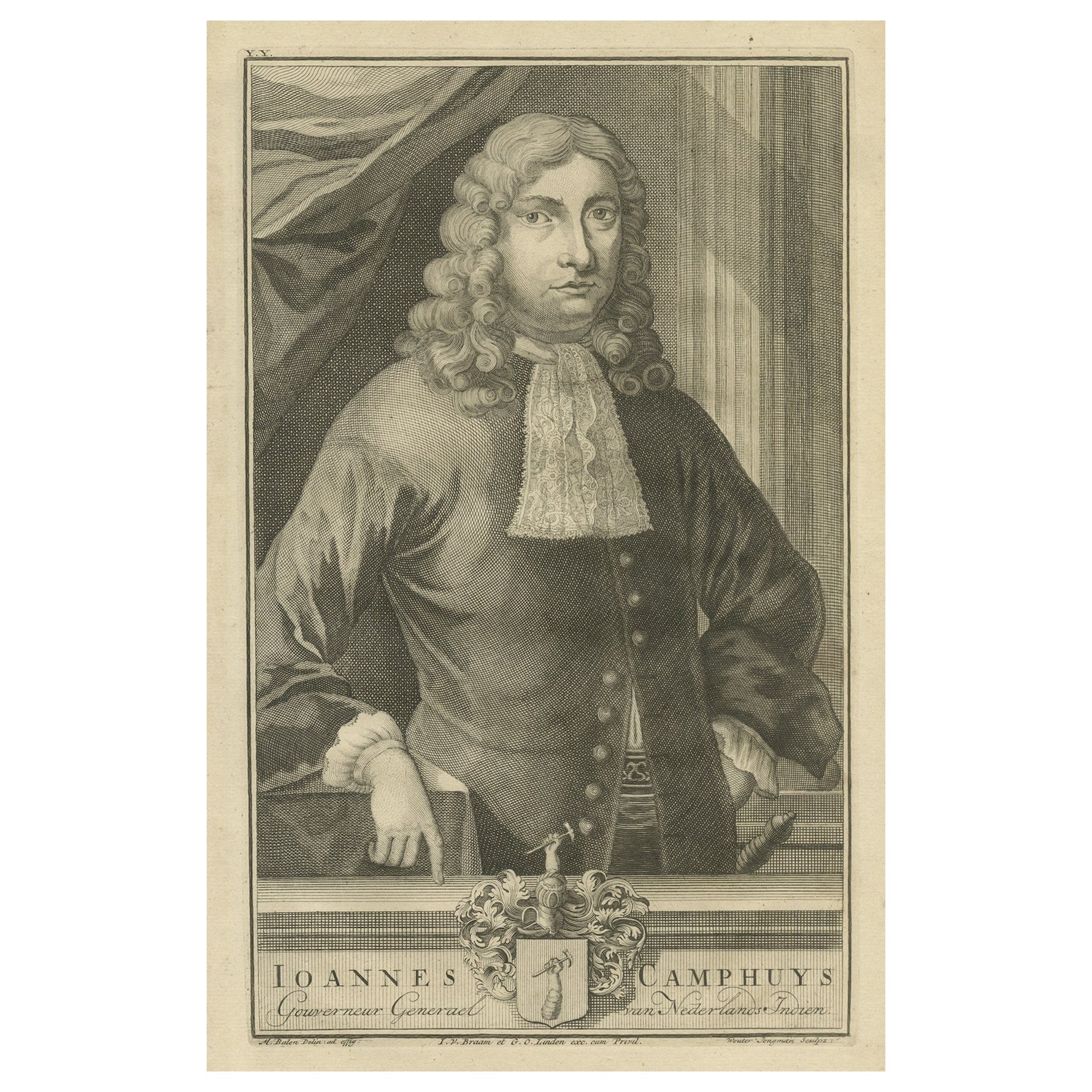 Ioannes Camphuys: Venerable Governor-General of the VOC, Dutch East Indies, 1724 For Sale