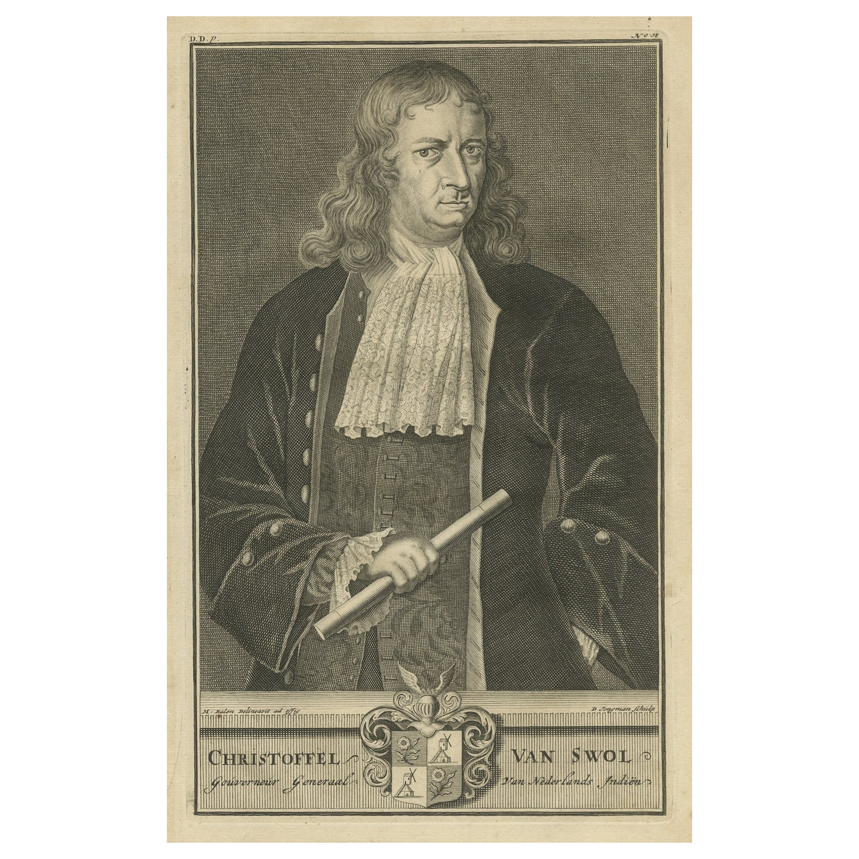 Engraving of Distinguished Governor-General of the VOC Christoffel van Swol 1724 For Sale