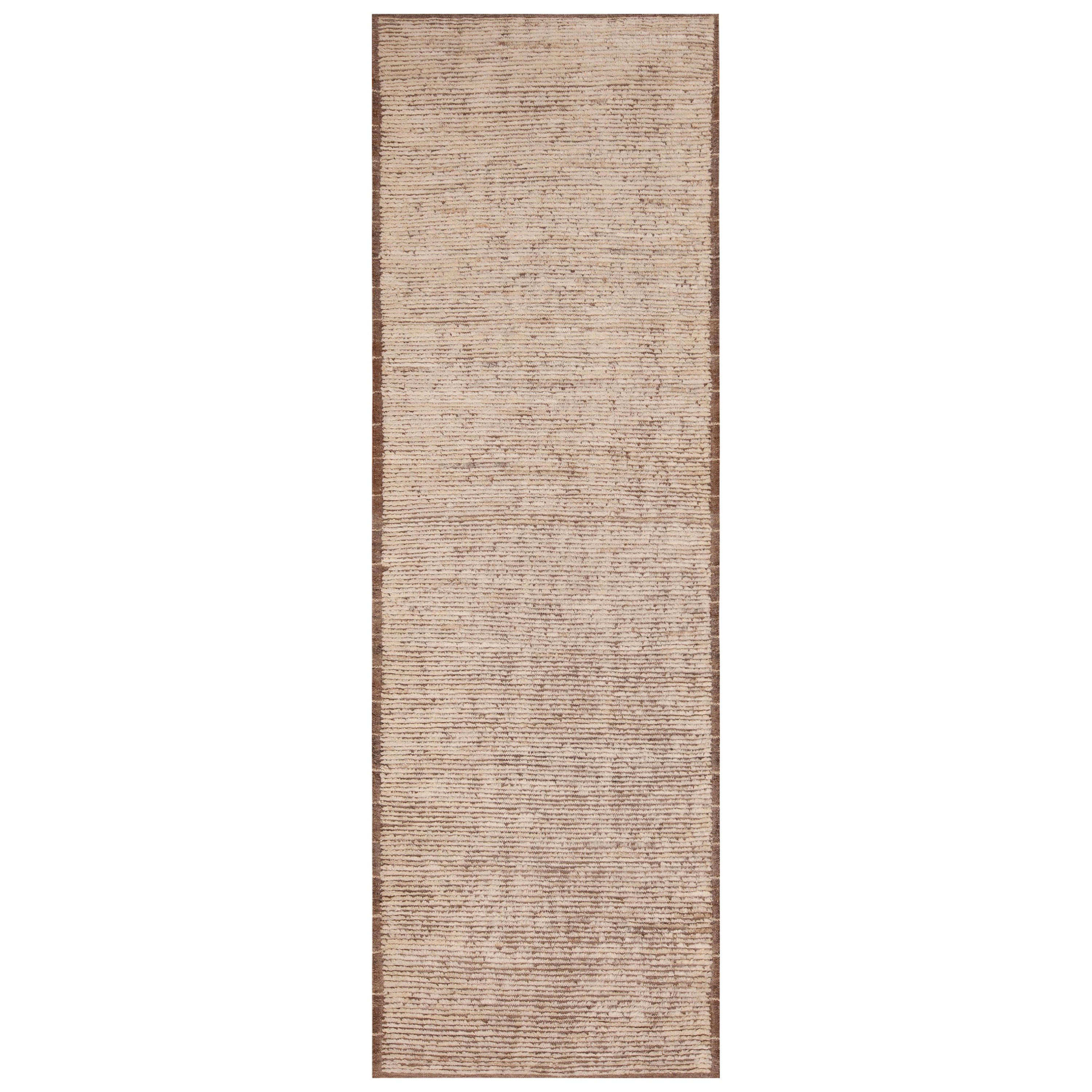 Nazmiyal Collection Solid Abstract Ivory Modern Hallway Runner Rug 3'2" x 9'9"