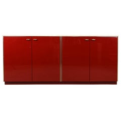 Retro red lacquered sideboard, 1980s
