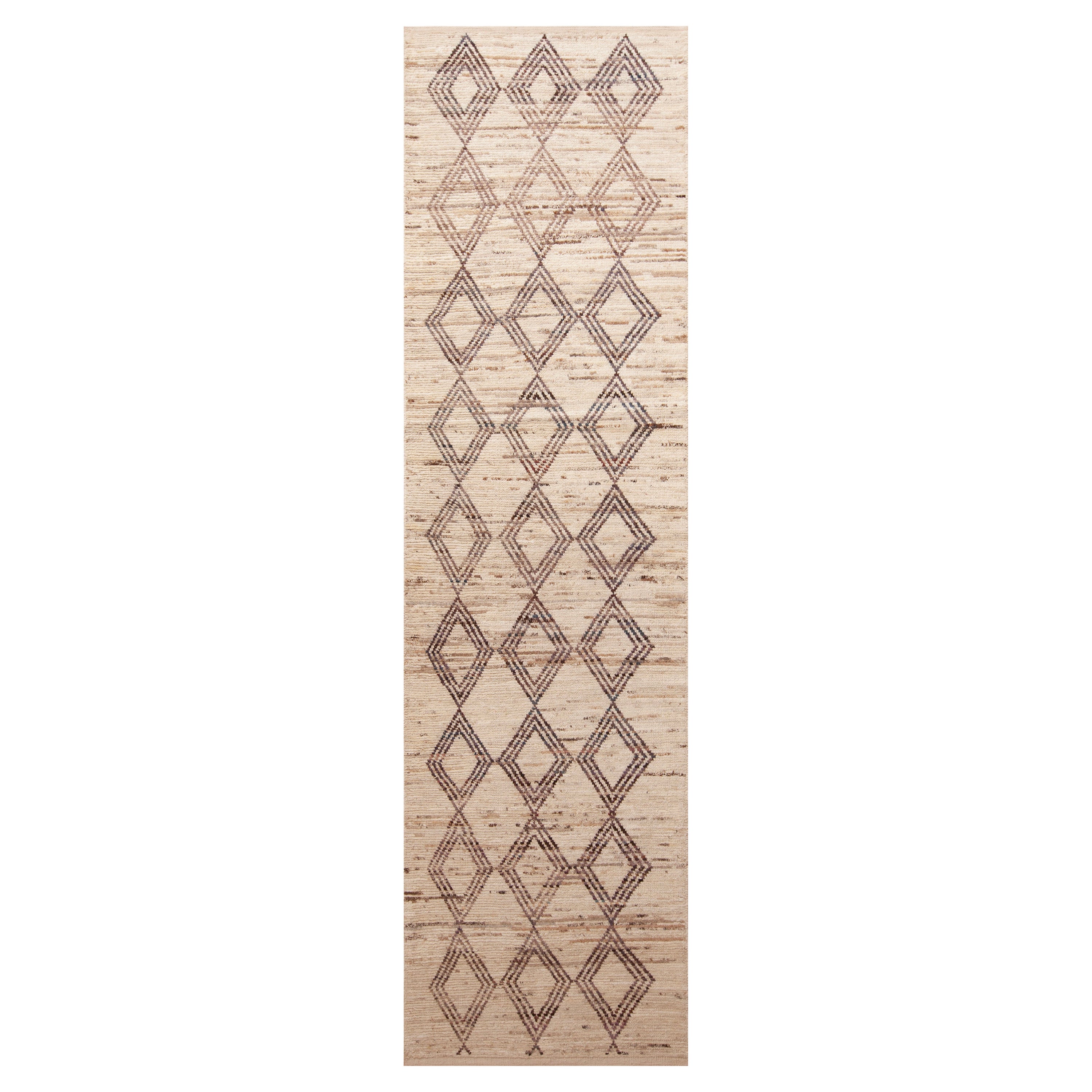 Collection Nazmiyal, tapis de couloir de couloir tribal géométrique moderne 3'4" x 13'3"