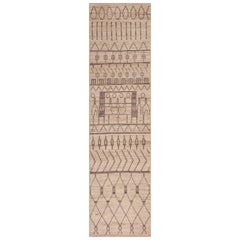 Collection Nazmiyal, design géométrique tribal, tapis de couloir moderne de 3' x 11'