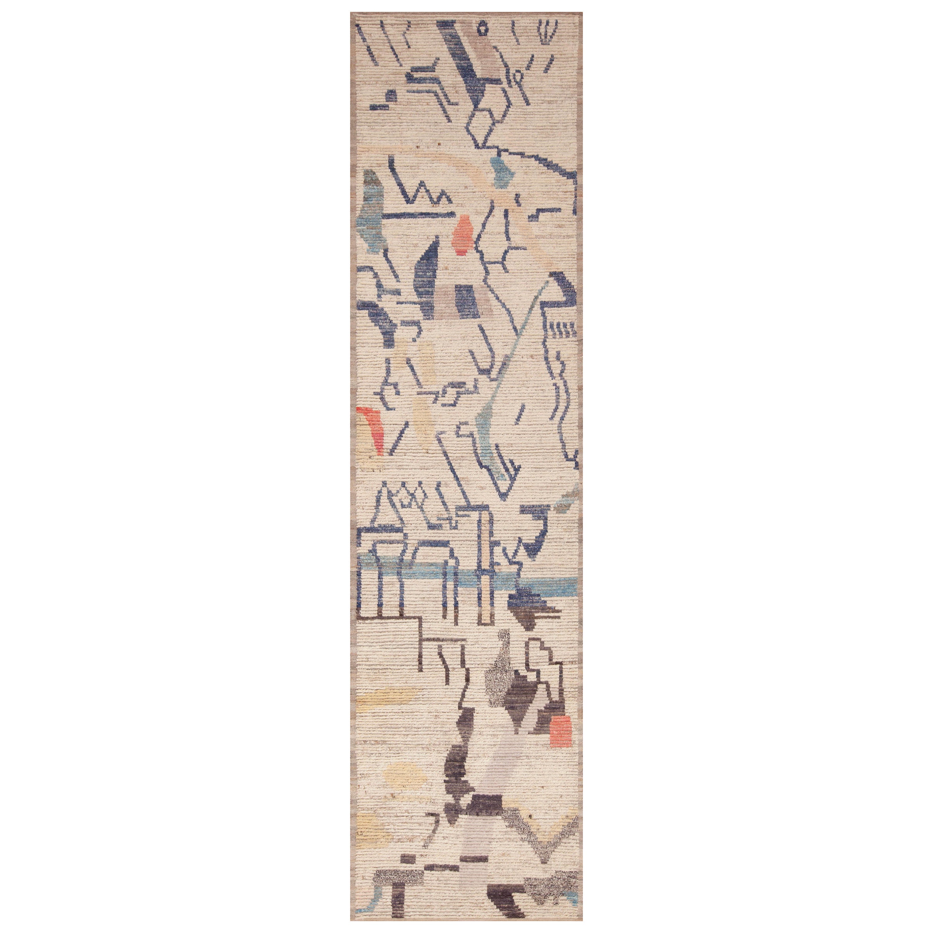 Nazmiyal Collection Tribal Geometric Design Modern Hallway Runner Rug 3' x 13' For Sale at 1stDibs