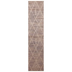 Nazmiyal Collection Earthy Grey Geometric Diamond Hallway Runner Rug 3' x 13'5"