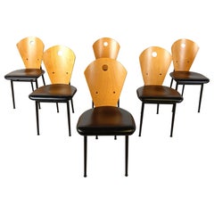 Set of 6 postmodern italian dining chairs, 1980s