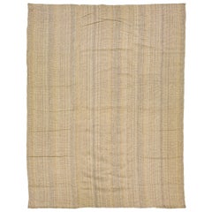 Beige Modern kilim Flatweave wool rug with Stripes Pattern 
