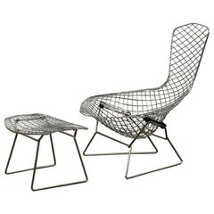 Vintage Bird Chair + Ottoman by Harry Bertoia for Knoll