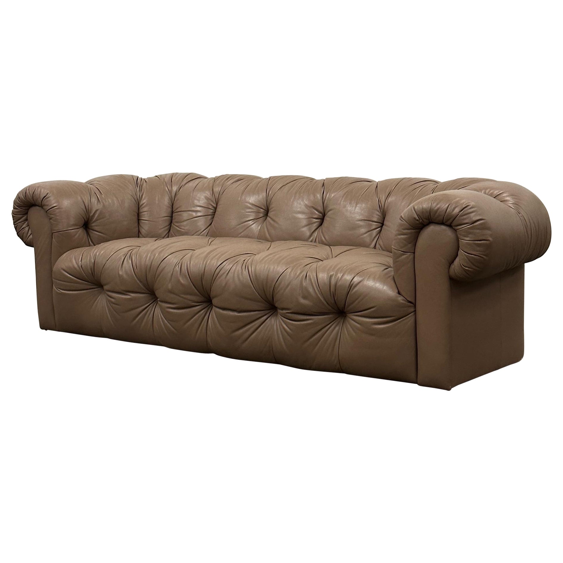 Leather Chesterfield Sofa by Drexel For Sale