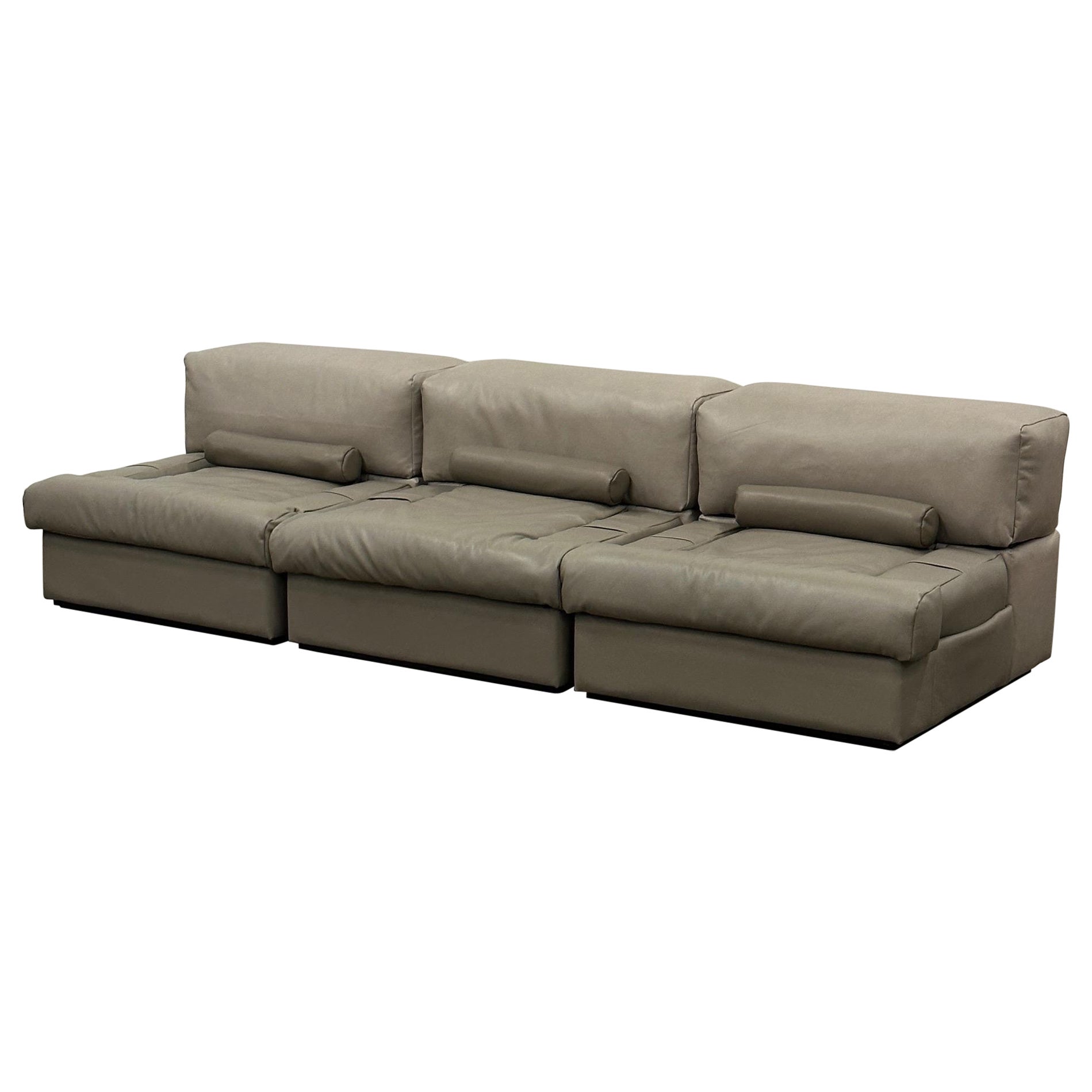 Modulares brasilianisches Leders Sofa/Stühle von Percival Lafer im Angebot