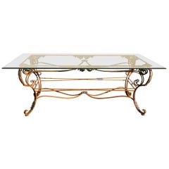 Vintage Italian Dining Table With Glass Top