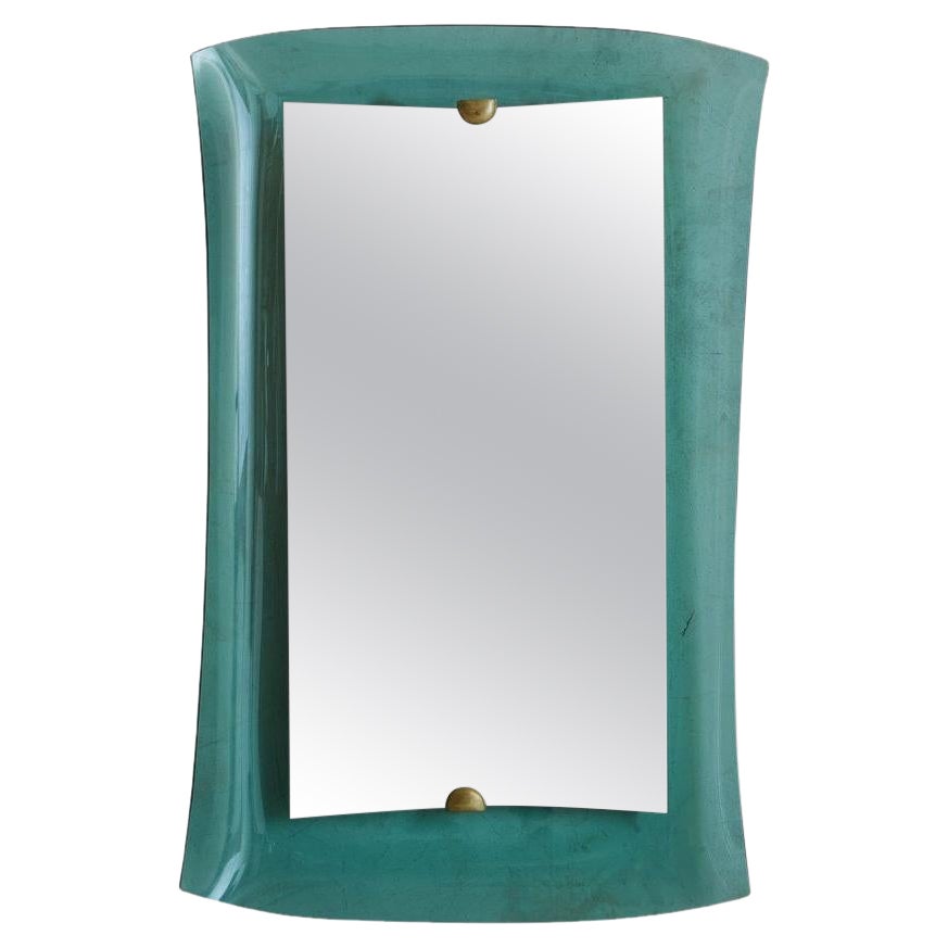 Blue Crystal Frame Mirror Attributed to Max Ingrand for Fontana Arte, Italy 1950 For Sale