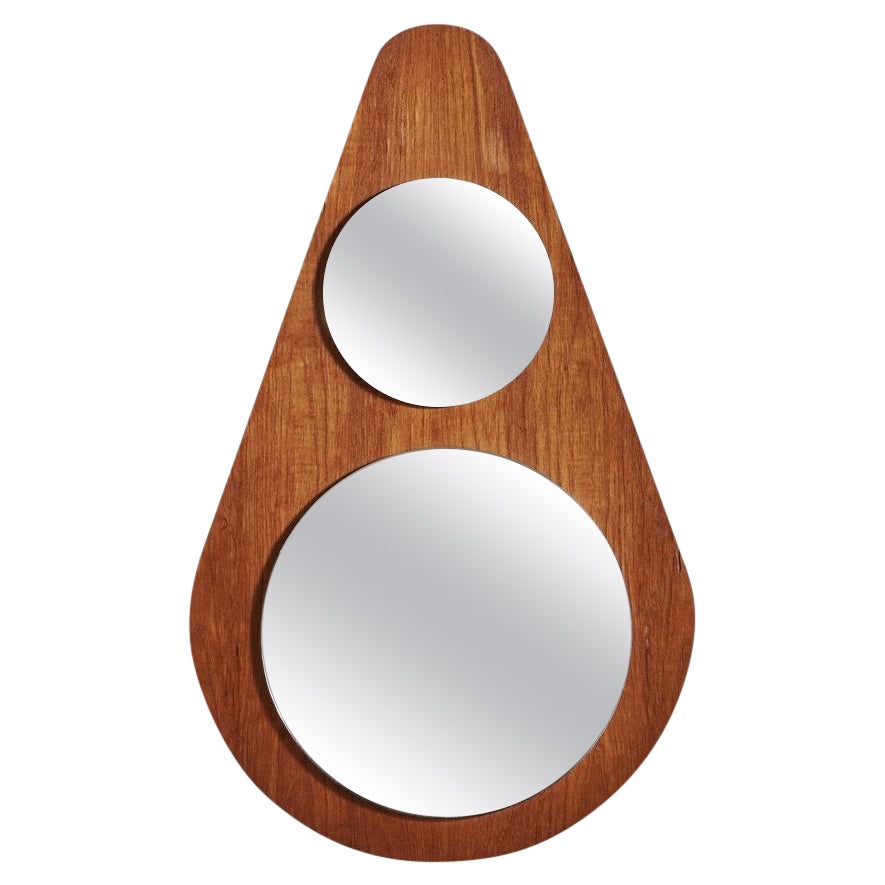 Stacked Wood Frame Teardrop Mirror, Italy 1970s For Sale