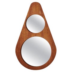 Stacked Wood Frame Teardrop Mirror, Italy 1970s