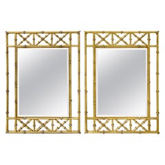 Vintage Pair of Italian Tole Faux Bamboo Mirrors