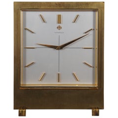 Tiffany & Co Mid Century Zodiac Watch Swiss Gilt Metal 15 Jewel Desk Clock 7"