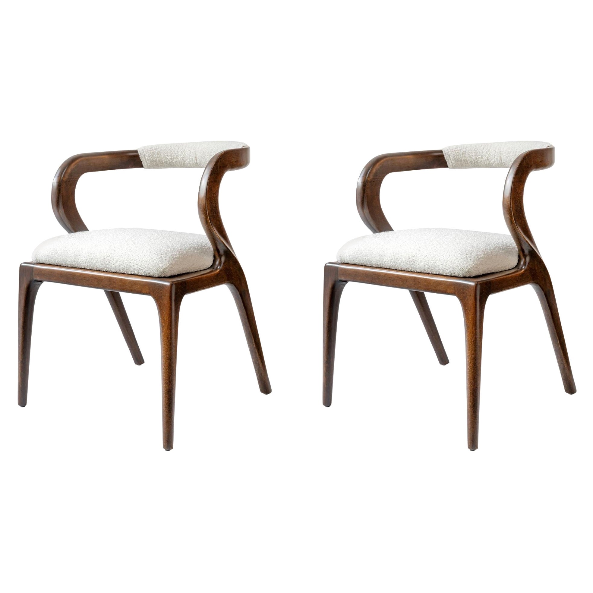 Set of 2, Nana Wooden Dining Chair with Back Detail, No:2 For Sale