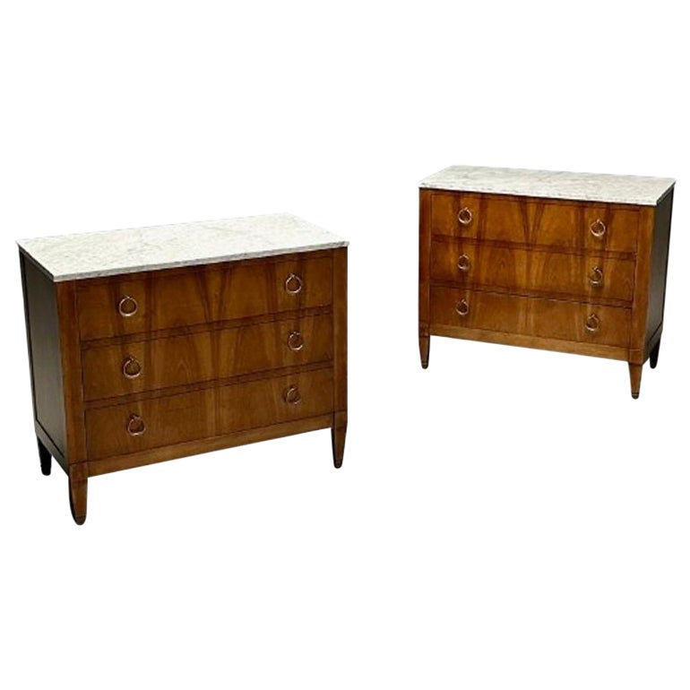Baker Furniture Compnany, PE Guerin, Provincial, Pair of Cabinets, Marble, Brass
