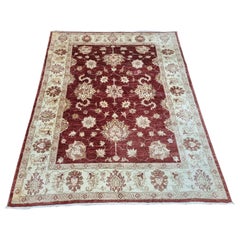 Tapis afghan Zigler vintage fait à la main 5.1' x 6,4', années 1980 - 1D72