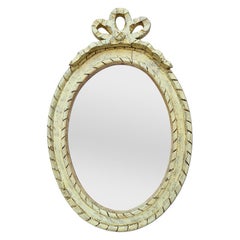 French Oval Mirror In Light Yellow Carved Wood From Provence, circa 1950