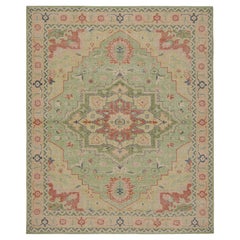 Rug & Kilim’s Heriz Serapi Style Rug with Red and Green Floral Medallion