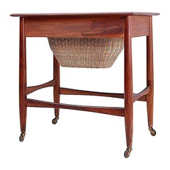 Modern Scandinavian Teak Sewing Basket End Table - Johannes Andersen