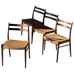 Retro Set of 4 Arne Wahl Iversen dining chairs for Glyngore Stolefabrik, Denmark 1959