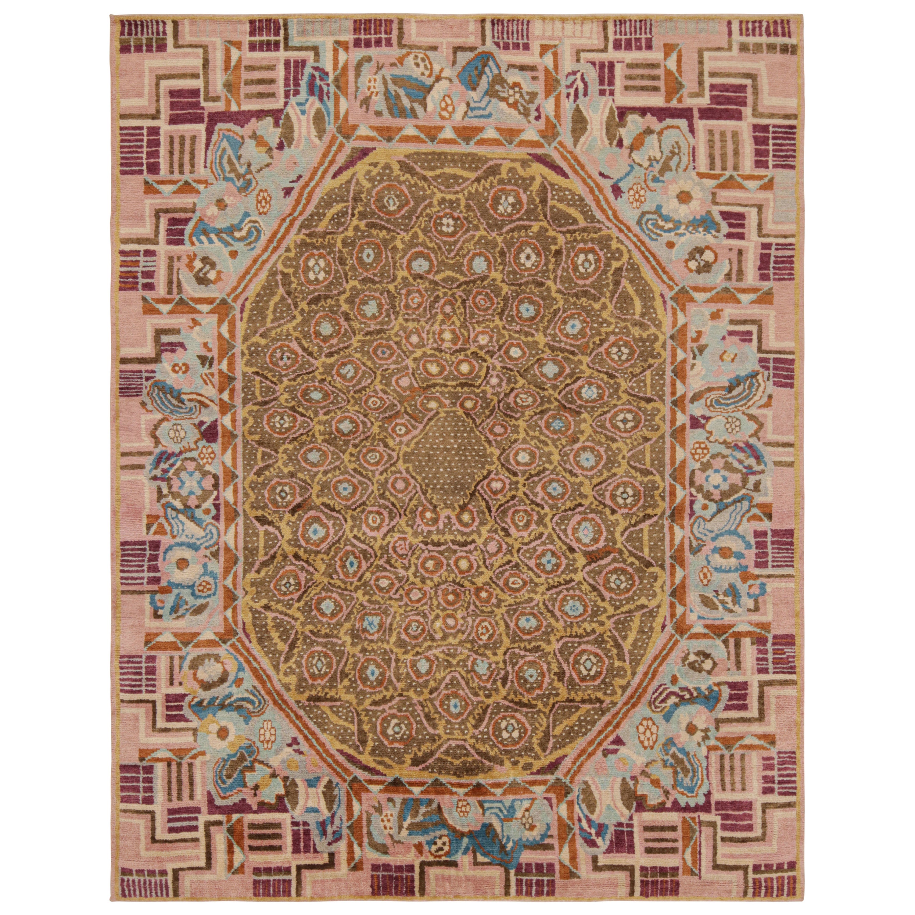 Rug & Kilim’s French Art Deco Style Rug with Polychromatic Geometric Patterns For Sale