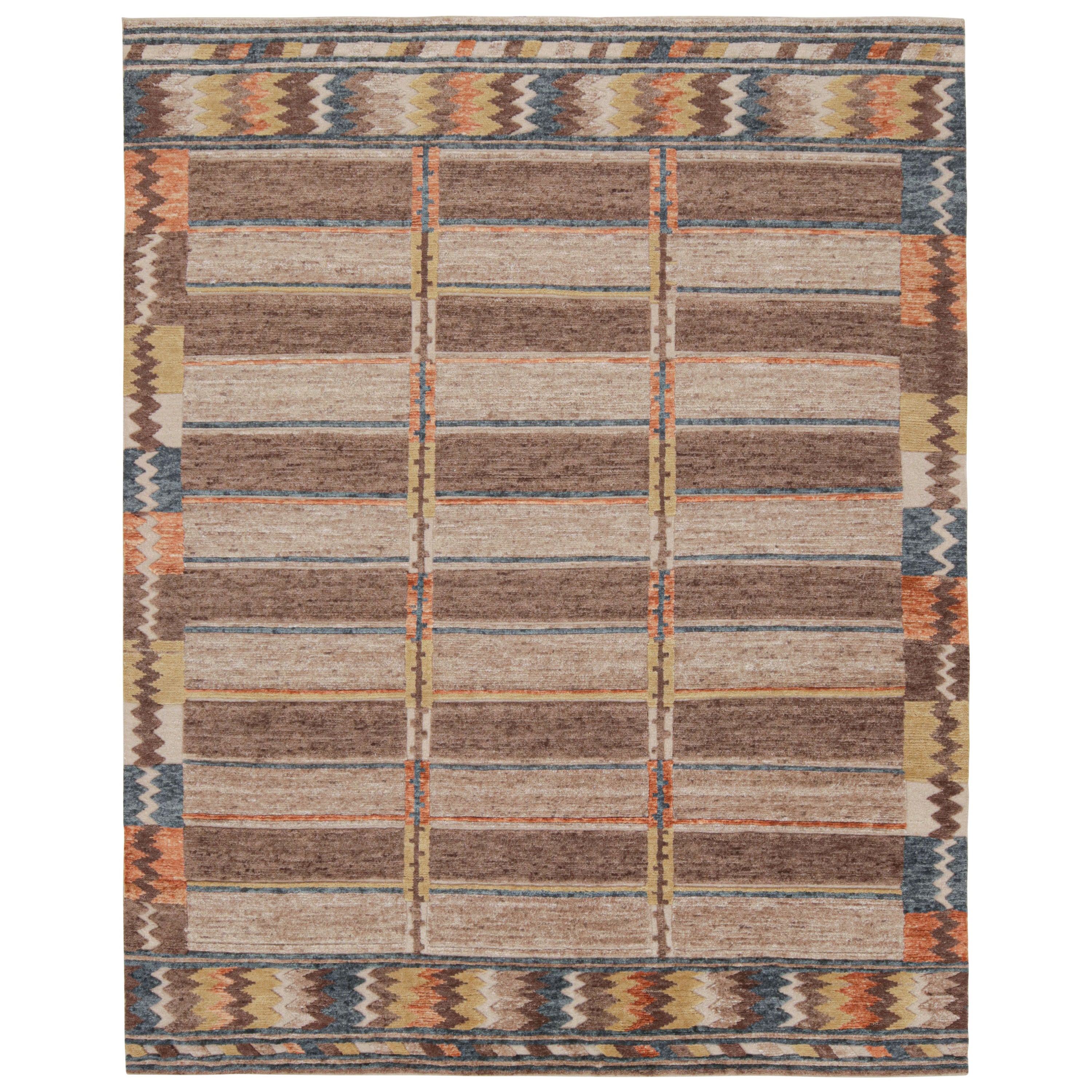 Rug & Kilim's Teppich im skandinavischen Stil in Beige und Brown mit geometrischem Muster